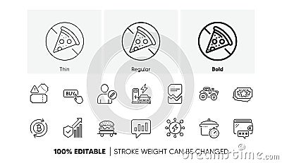 Wallet, Security statistics and Tractor line icons. For web app, printing. Line icons. Vector Stock Photo