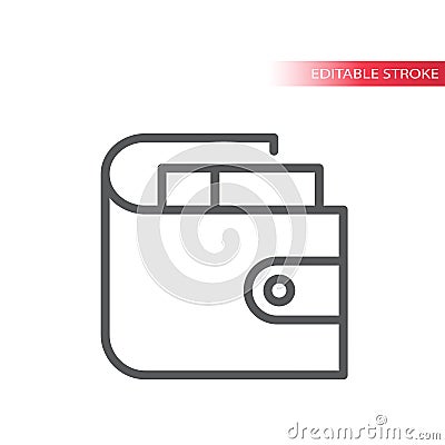 Wallet simple thin line vector icon. Purse with money. Stock Photo