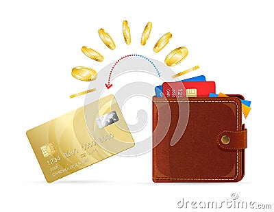 Wallet to Card Money Transfer. Vector Vector Illustration