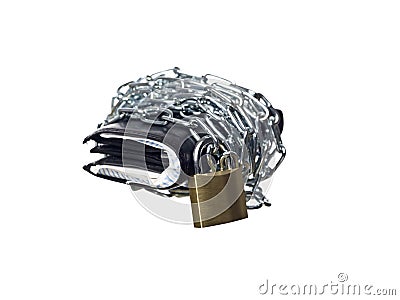 Wallet wrapped in chains Stock Photo