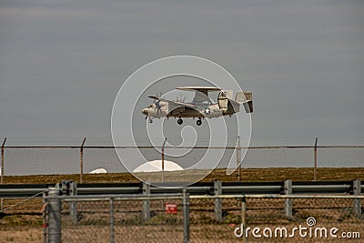 Wallops Island, Virginia - March 28, 2018: Navy Hawkeye Airplane at NASA Wallops center Editorial Stock Photo