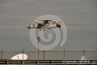 Wallops Island, Virginia - March 28, 2018: Navy Hawkeye Airplane at NASA Wallops center Editorial Stock Photo