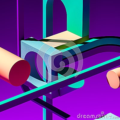 Wallpaper, Background And Showcase With Abstract Colorful Figures. Empty Space. Copy Space. 3d rendering Stock Photo