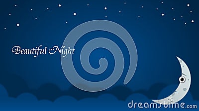 Wallpaper Background Night above sky with moon alone and strars Stock Photo