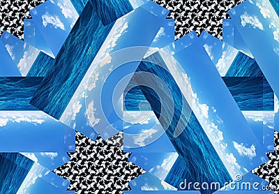 Wallpaper background with repeated figures patterns. Abstract contemporary modern print with geometric shapes. Stock Photo