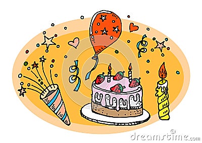 Wallpaper about birthday parties With a bright background Vector Illustration