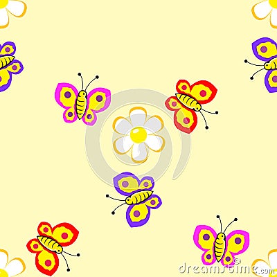 Wallpaper with butterflies Vector Illustration