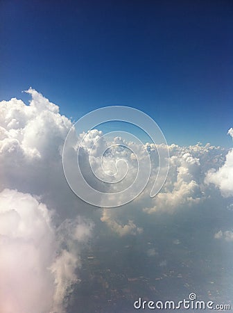 Wallpaper collections, Beautiful blue sky with white fluffy clouds Stock Photo