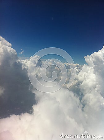 Wallpaper collections, Beautiful blue sky with white fluffy clouds Stock Photo