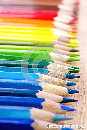 Wallpaper for creative people. Different colored pencils for art. Back to school. Stock Photo