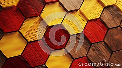 Colorful Wood Tiles And Hexagons Wallpaper With Abstract Structures Stock Photo