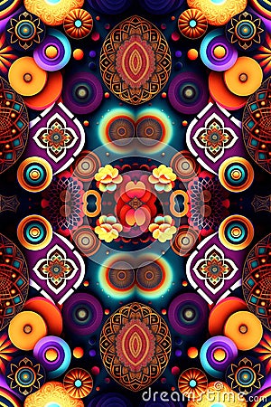 Pattern of Abstract Shapes design for futuristic rapport. repeatitive for background. Generative AI Stock Photo