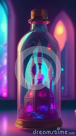 wallpaper mosque, Islamic, bottle, Strom, water, background, illustration, masjid, Muslim, Islamic, islam, Cartoon Illustration