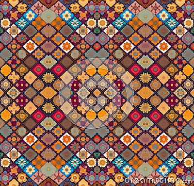 Wallpaper of patchwork flowers design for Mirror Pattern. Pattern mirrored repeat for background. Generative AI Stock Photo