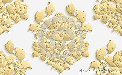 Wallpaper in the style of Baroque . Vector damask seamless floral pattern . Rose ornament . Vector Illustration