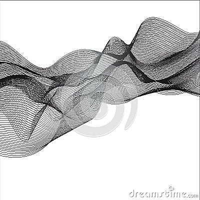 Wallpaper theme with black wavy lines on white background Vector Illustration
