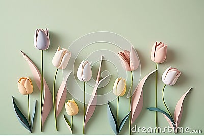 Wallpaper with tulips in pastel colors Stock Photo