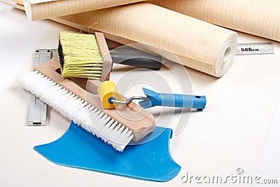 Wallpapering tools Stock Photo