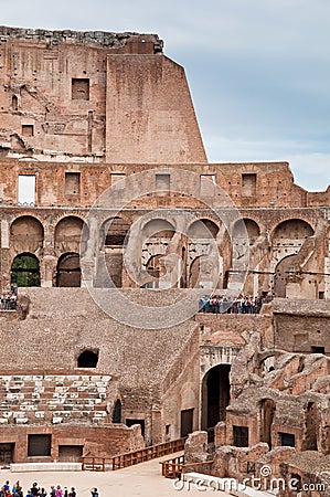 Walls and arcs inside Colosseum at Rome Editorial Stock Photo