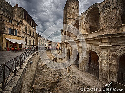 Walls of Arles Roman arena, France Stock Photo