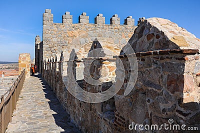 Walls of Avila, battlements Spain Editorial Stock Photo