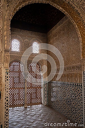 Walls and buidings of medieval fortress Alhambra, Granada, Andalusia, Spain Stock Photo