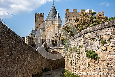 Walls of castle Carcassone, France. Stock Photo