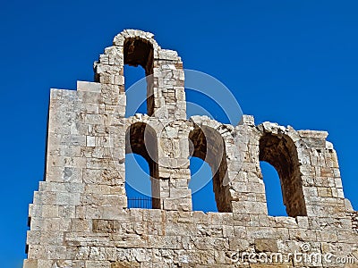 Walls of the famous Odeon in Athens in Greece Stock Photo
