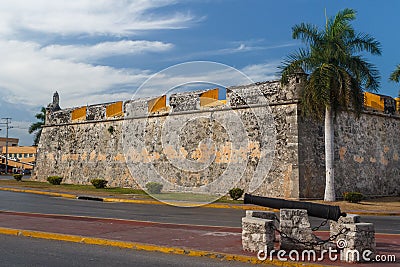 Walls of the fortifications of the colonial city Campeche Stock Photo