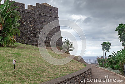 At the walls of the fortress of San Juan Baptista do Pico, Funchal, Madeira Editorial Stock Photo
