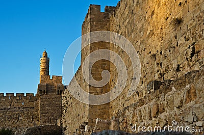 Walls of Jerusalem and the tower of david Stock Photo