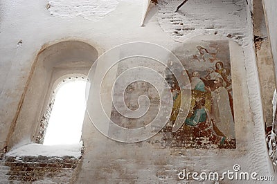 The walls of the Krasnogorsk monastery, Red hill village, Arkhangelsk oblast, Russia Stock Photo