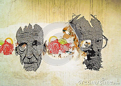 Graffiti Face Old Men Editorial Stock Photo