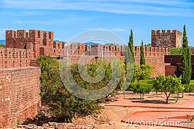 Walls of medieval castle in Silves town Stock Photo