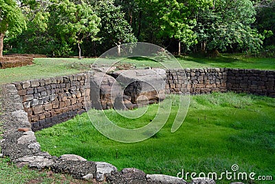 Octagonal pool at Sigyriya Stock Photo