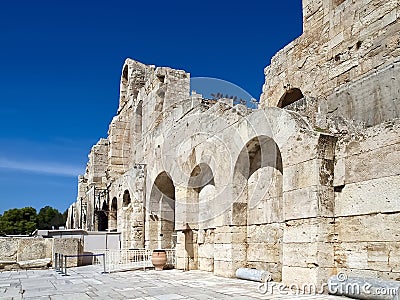 Walls of the famous Odeon in Athens in Greece Stock Photo