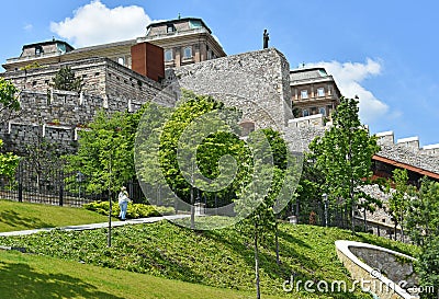 Walls of the Royal Palace, Budapest, Hungary Editorial Stock Photo