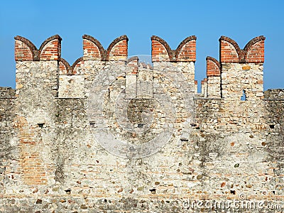 Walls Scaliger Castle Sirmione Italy Stock Photo