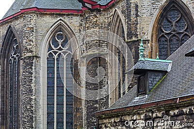 Walls and windows of Saint Michael`s Church Sint-Michielskerk Stock Photo