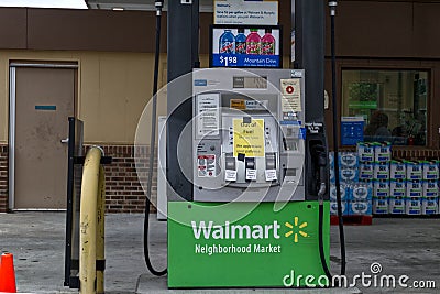 Walmart Gas station bag on pumps Colonial Pipeline hack Editorial Stock Photo