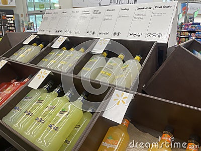 Walmart retail store interior wine laying in a wooden case Editorial Stock Photo