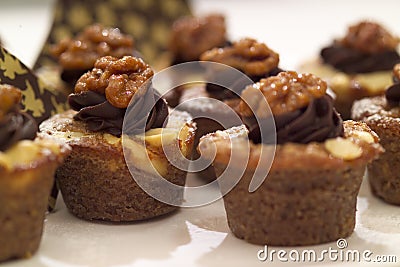 Walnut and chocolate muffins Stock Photo