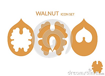Walnut. Icon set Vector Illustration