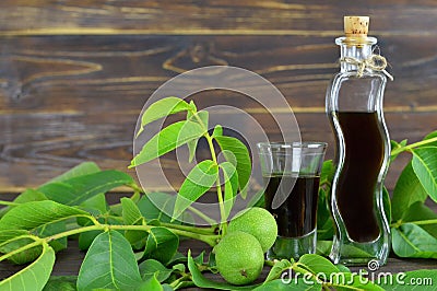 Walnut liqueur Stock Photo