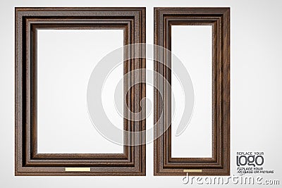 Walnut wood frame on white background Stock Photo