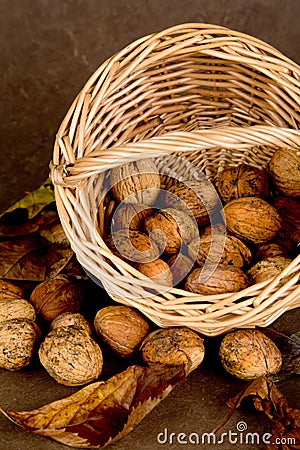 Walnuts Basket - 01 Stock Photo