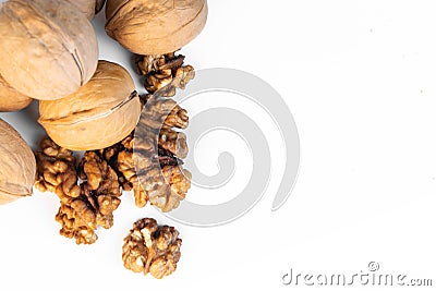 Walnuts closeup on white Stock Photo