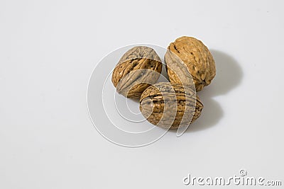 Walnuts composition in a white background Stock Photo