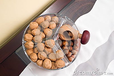 Walnuts and hazelnuts Stock Photo