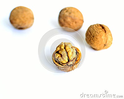 Walnuts shell at white background Stock Photo